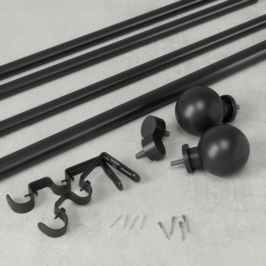 Umbra Bolas Double Curtain Rod in Nickel Finish - Modern Adjustable Drapery Hardware for Windows