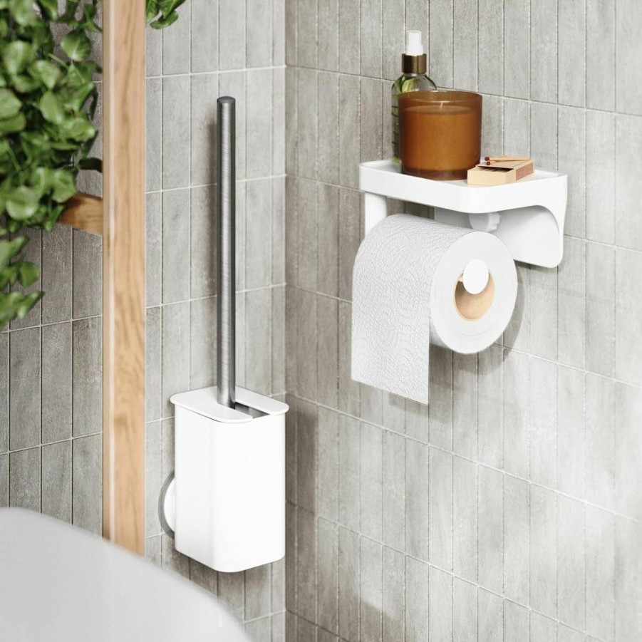 Umbra Flex Adhesive White Tile Brush - Self-Stick Wall Decor, Peel & Stick Mosaic