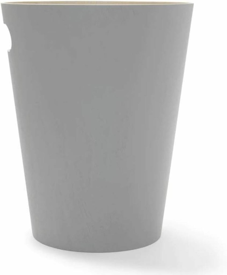 Umbra Woodrow 2 Gallon Modern Grey Wooden Trash Can - Wastebasket & Recycling Bin for Home or Office