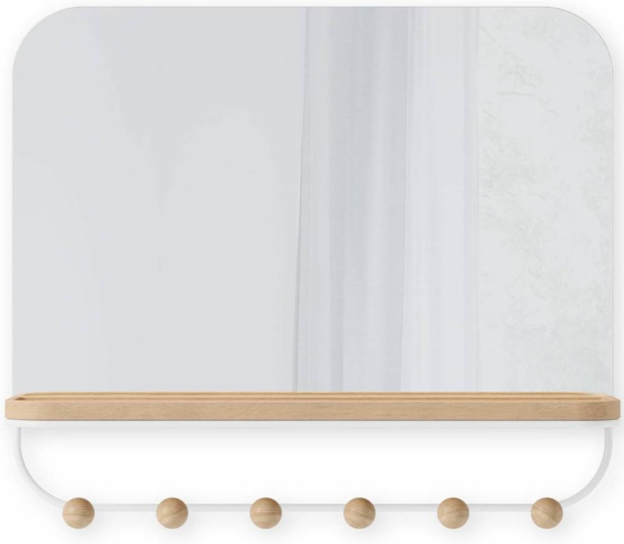 Umbra Estique Over-The-Door Organizer with Mirror, Space-Saving Storage Solution, White Compact Design