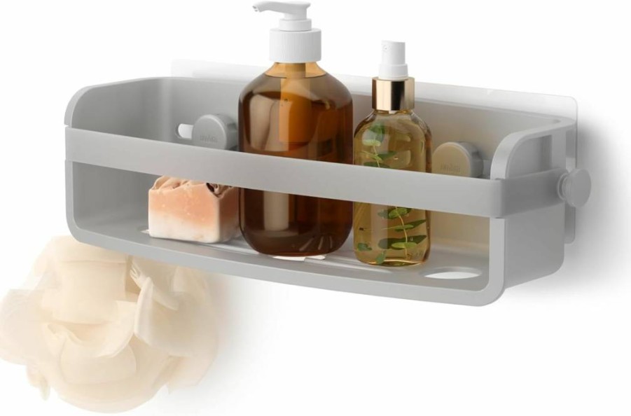 Umbra Flex Adhesive Grey Shower Corner Shelf - No Drill Bathroom Storage Solution