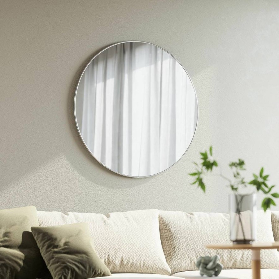 Umbra Hubba Arched Wall Mirror 34x36 Inches - Modern Titanium Metal Frame for Bathroom, Living Room, Entryway Decor