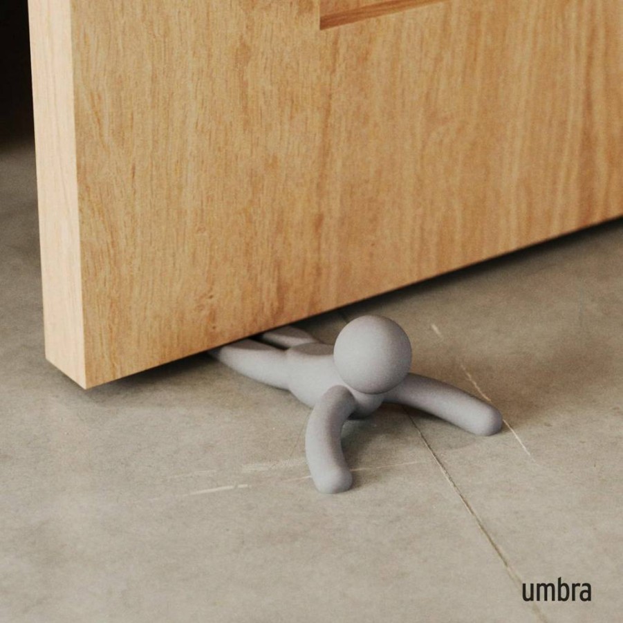 Umbra Buddy Grey Door Stopper – Heavy-Duty Flexible Door Stop with Soft-Touch Finish for Floor Protection
