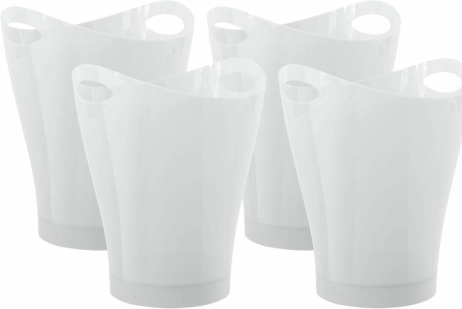 Umbra Garbino Small White Metallic Trash Can - Modern Polypropylene Waste Bin for Home & Office