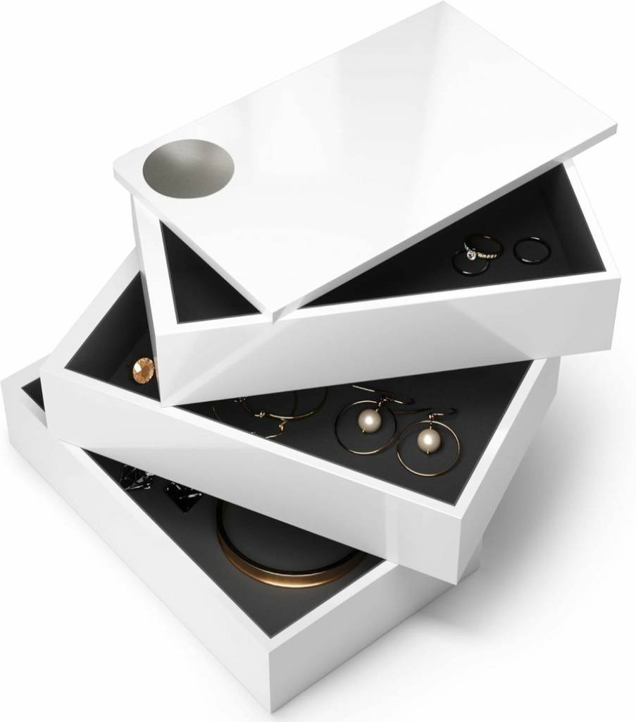 Umbra White Spindle Jewelry Storage Box for Women - Elegant Gift Boutique Organizer