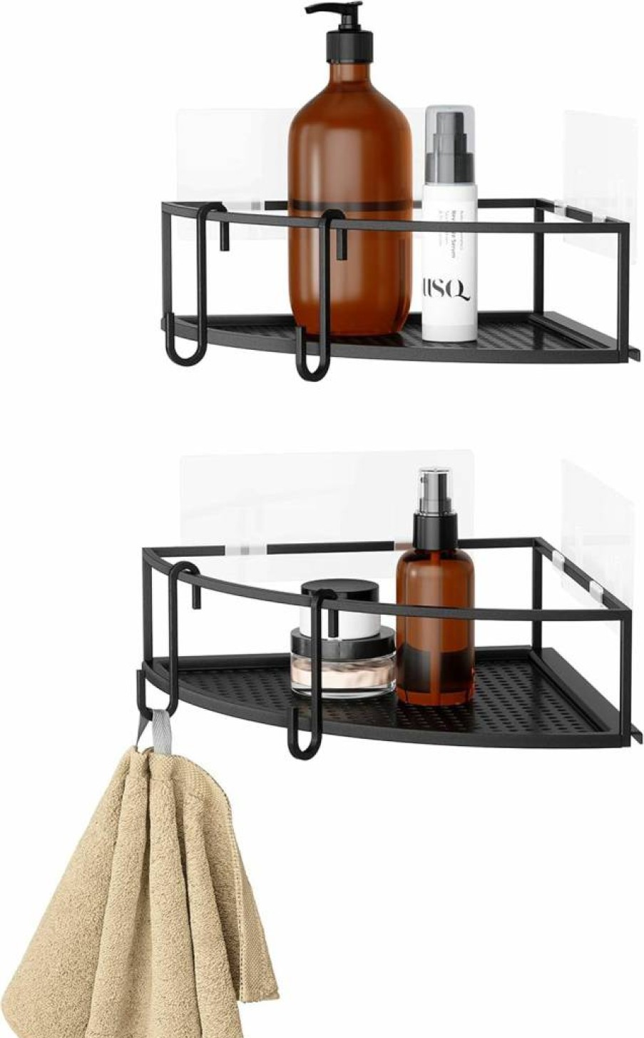 Umbra Cubiko No-Drill Shower Storage Set of 2 - Wall-Mounted Bathroom Organizer Bins