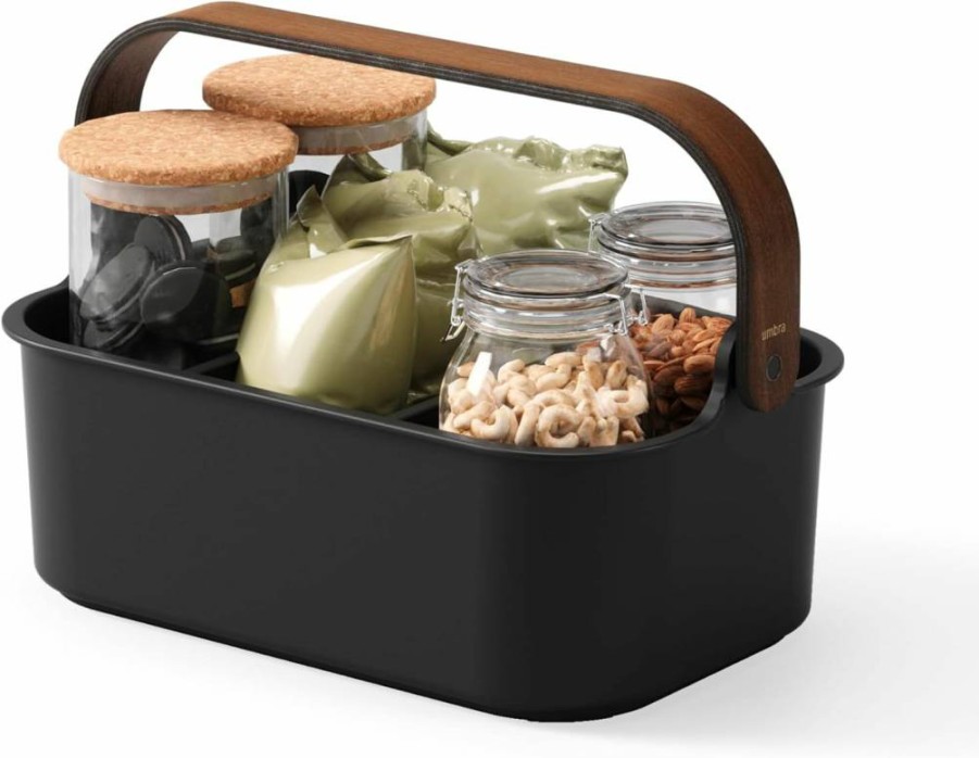 Umbra Bellwood Organizer Caddy - Multipurpose Storage for Desk, Makeup, Kitchen & Dorm - Natural/White with Handle