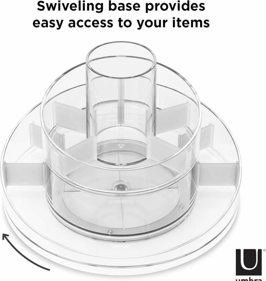 Umbra Cascada Clear Acrylic Makeup Organizer with Mirror | Bathroom & Vanity Storage
