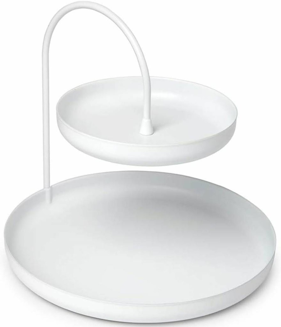 Umbra Poise Double-Tier Jewelry Tray - Matte Brass Finish Jewelry Organizer for Display & Storage