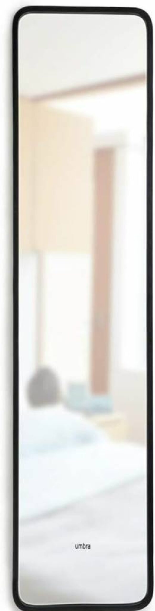 Umbra Hub Arched Full-Length Mirror - 62x14 Inch Rubber Frame, Modern Lean or Wall-Mount Design for Bedroom, Bathroom, Entryway - Black