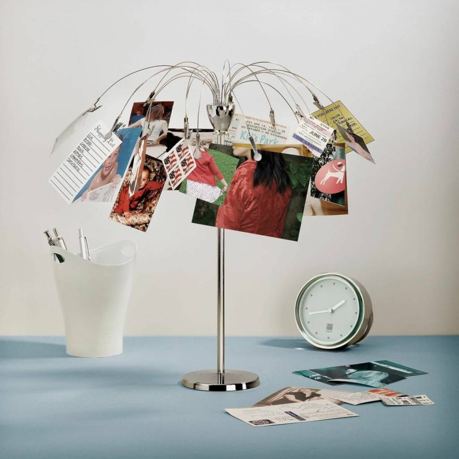 Umbra Nickel Fotofalls Desktop Photo Holder - Modern Picture Stand with Plated Wire and Metal Clips for Displaying Photos