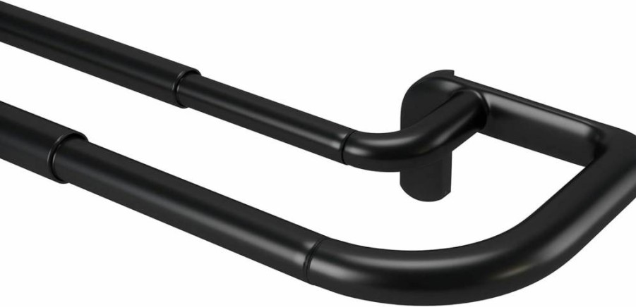 Umbra Twilight Double Curtain Rod Set - Adjustable 48-88 Inch (122-224cm) Black Wrap Around Design for Blackout & Room Darkening Panels