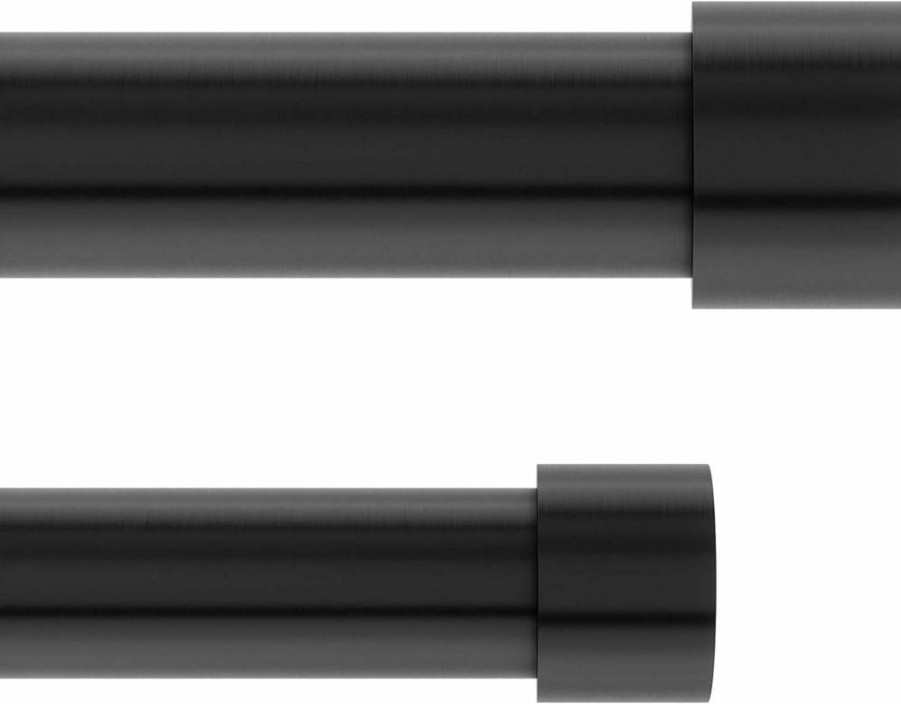Umbra Cappa Double Curtain Rod Set with Matching Finials & Hardware, Adjustable 120-180 Inches, Black