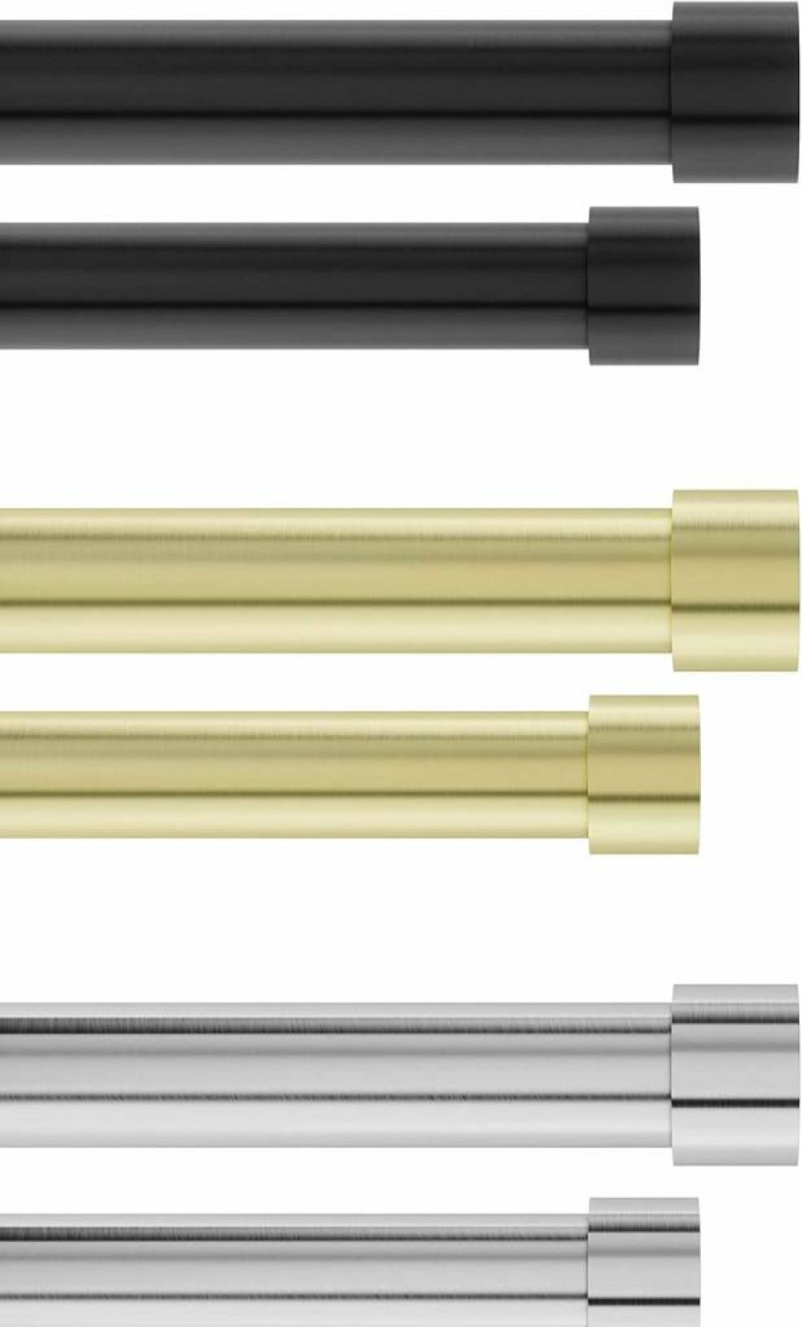 Umbra Cappa Double Curtain Rod Set with Matching Finials & Hardware, Adjustable 120-180 Inches, Black